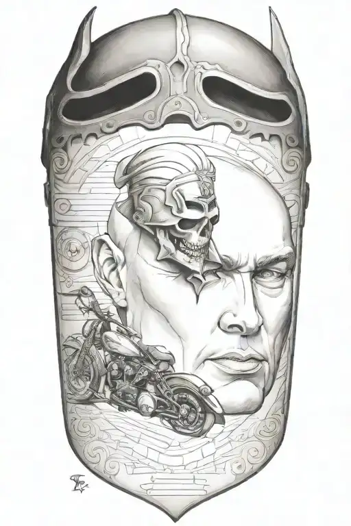 midevil knight with a harley davidson tattoo design idea