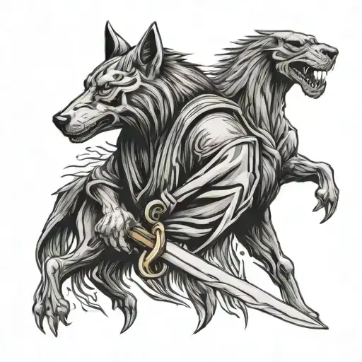 Indian Navy, Lone Wolf, Grim Reaper holding tattoo design idea