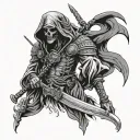 Indian Navy, Lone Wolf, Grim Reaper holding tattoo design idea
