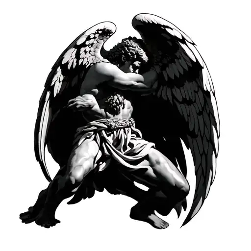 St Michael Kneeling tattoo design idea