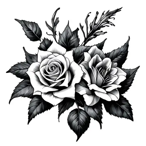 Father Time 4 roses lily tattoo design idea