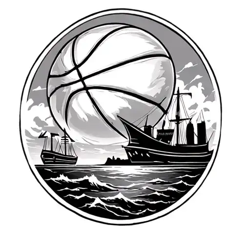 basketball and seafaring with bible verse and a skyline tattoo design idea