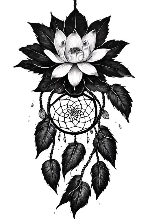 lotus flower dream catcher tattoo design idea