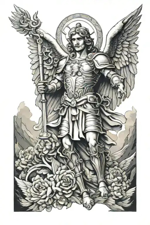 Saint Michael the Archangel tattoo design idea