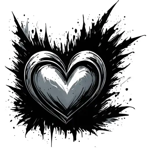 grunge style sharp heart shape tattoo design idea