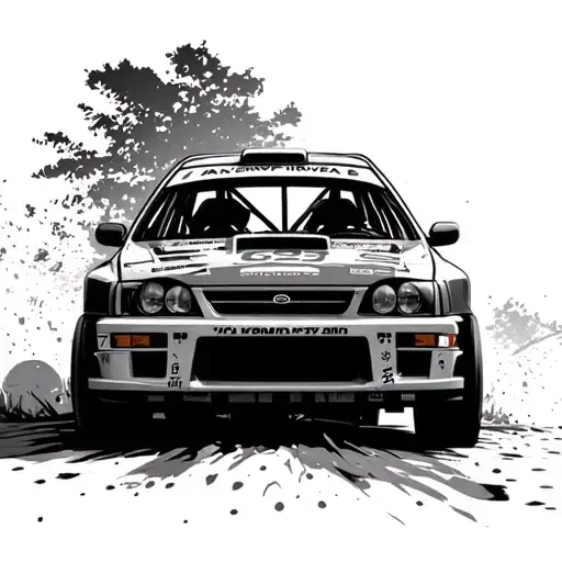 impreza gc8 555 rally car off road drivibg from left to right tattoo design idea