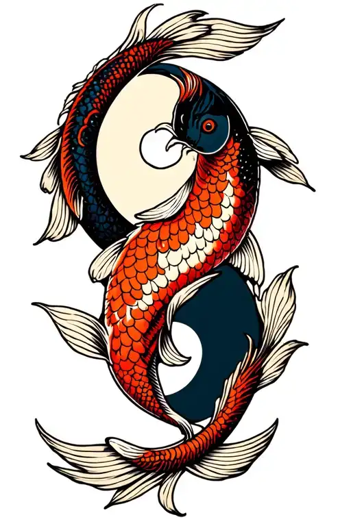 koi ying yang circle tattoo design idea