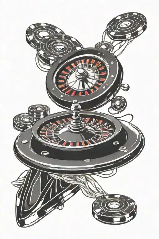 casino roulette Wheel and a string conecting tattoo design idea