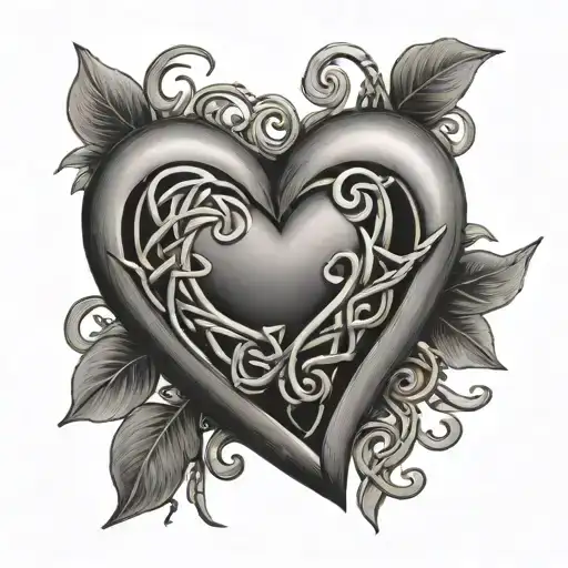real heart Celtic style tattoo design idea