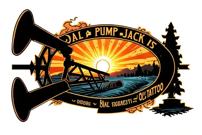 oilfield Jack pump, mental health awareness, sunset, North Dakota, memorial tattoo design idea