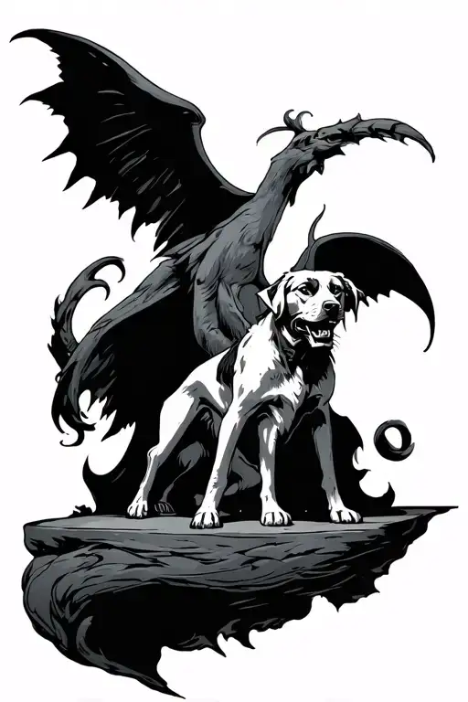 Hades with cerber dog tattoo design idea
