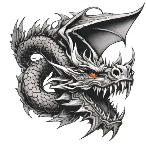 black smokey dragon sholder tattoo design idea