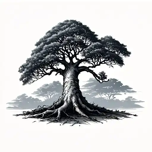 simple boab tree tattoo design idea