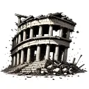 Greek Building collapsing tattoo design idea