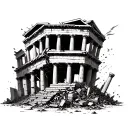 Greek Building collapsing tattoo design idea