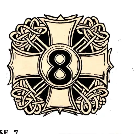 Celtic Maltese cross with the number 8 tattoo design idea