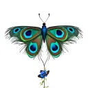 peacock feathers butterfly flowers  tattoo design idea