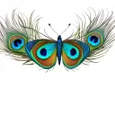 peacock feathers butterfly flowers  tattoo design idea