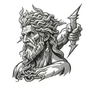 Zeus holding a lightning bolt tattoo design idea