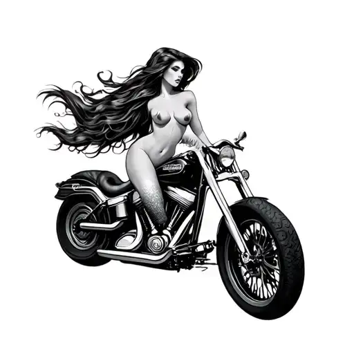 mermaid on Harley Davidson tattoo design idea