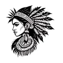 Puerto Rican Taino Indian woman sleeve with second have tribal pattern  tattoo design idea