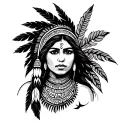 Puerto Rican Taino Indian woman sleeve with second have tribal pattern  tattoo design idea