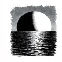 A minimalist sun setting into the ocean with a single horizon line tattoo design idea