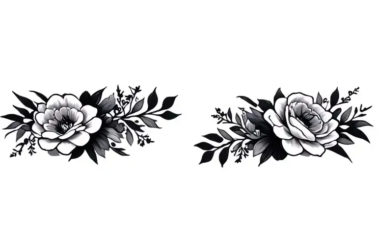 floral and flashy tattoo combining tattoo design idea