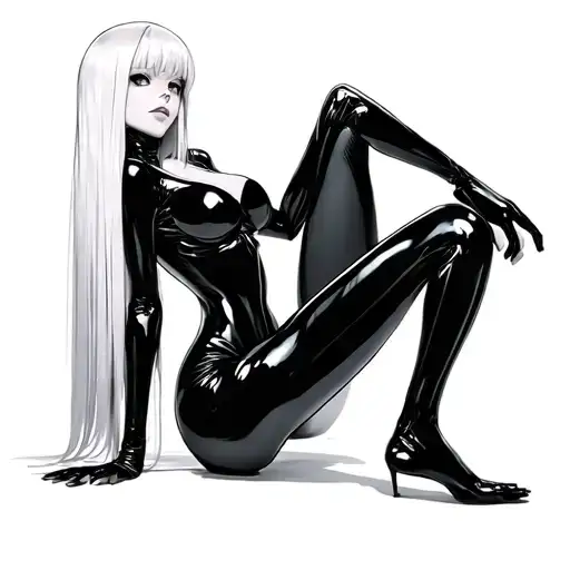 sexy anime girl zero two wearing a latex catsuit she has a camel toe tattoo design idea
