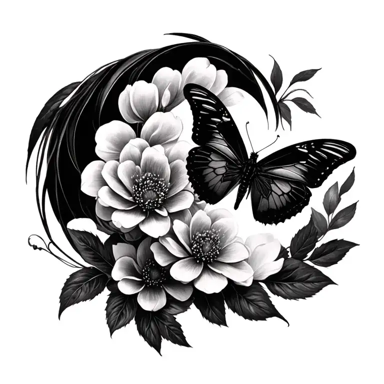black butterfly for a loss loveone with nene on it tattoo design idea