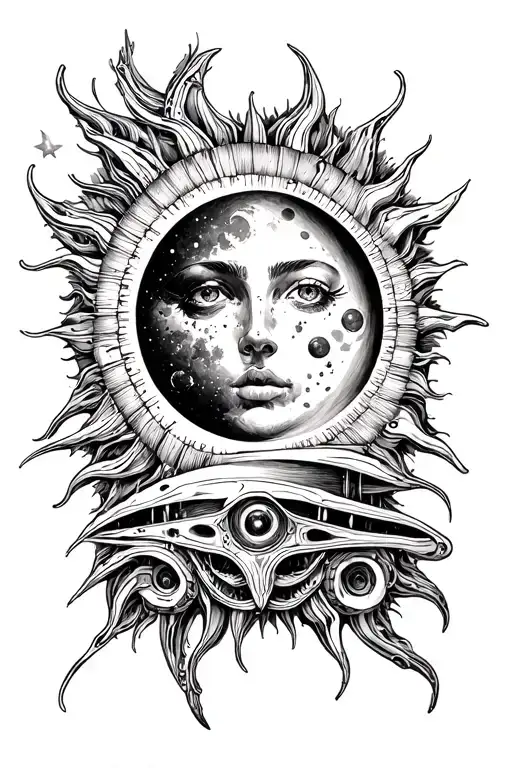 Sun And Moon tattoo design idea