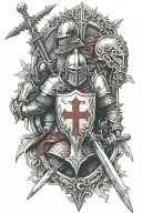 cross and crusader knight tattoo design idea