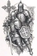cross and crusader knight tattoo design idea