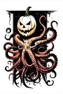 jack o lantern, tentacles, eldritch, deep space tattoo design idea