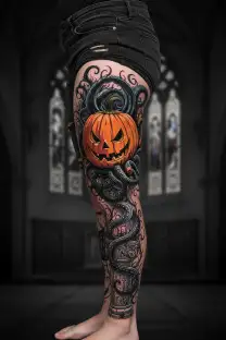 jack o lantern, tentacles, eldritch, deep space tattoo design idea