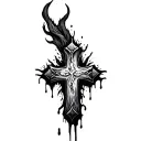 cross, blood, mountain, valley tattoo design idea