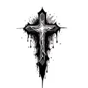 cross, blood, mountain, valley tattoo design idea