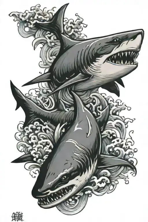 shark swimming tattoo design idea