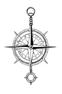 Compass rose / astrological signs of Libra and Aries / a boat / a pocket watch tattoo design idea