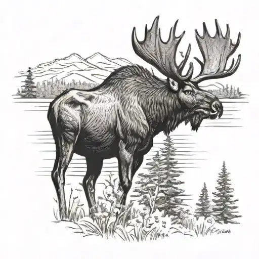bull moose Minnesota scenery  . tattoo design idea