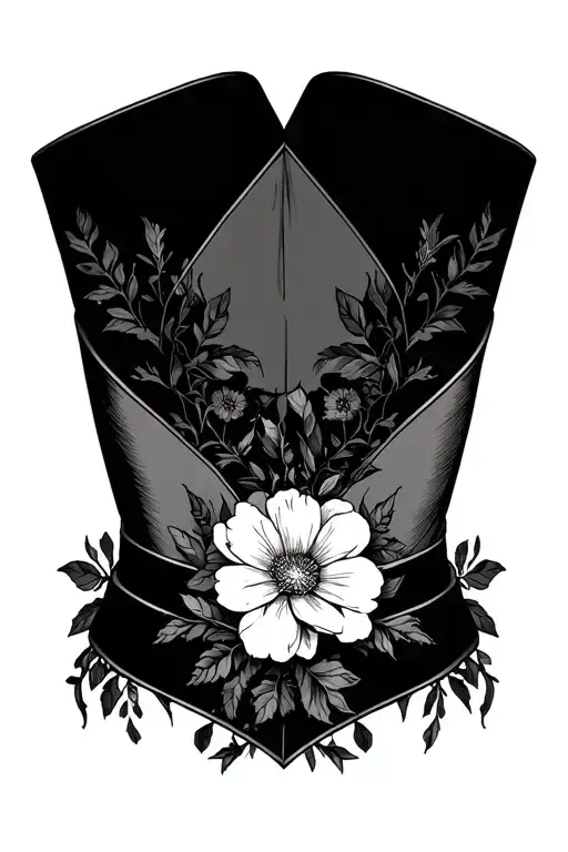 Garter Belt floral sleeve tattoo design idea