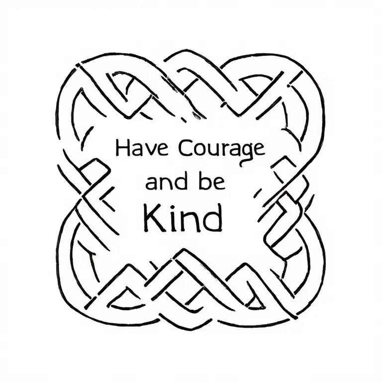 "Have Courage and be Kind" endless knot tattoo design idea