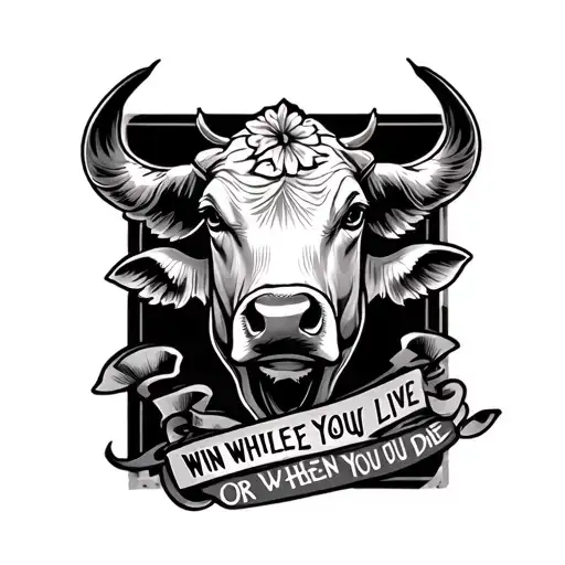 A tatoo of "win while you live or lose when you die" for the calf tattoo design idea