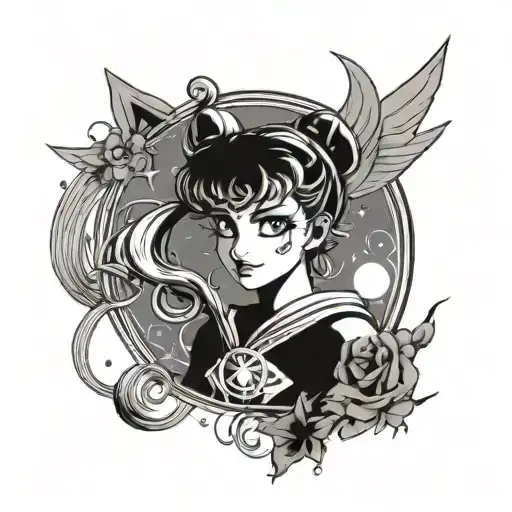 sailor moon goth tattoo design idea