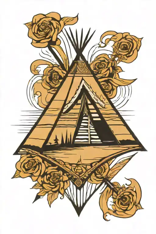 teepee, wild west tattoo design idea