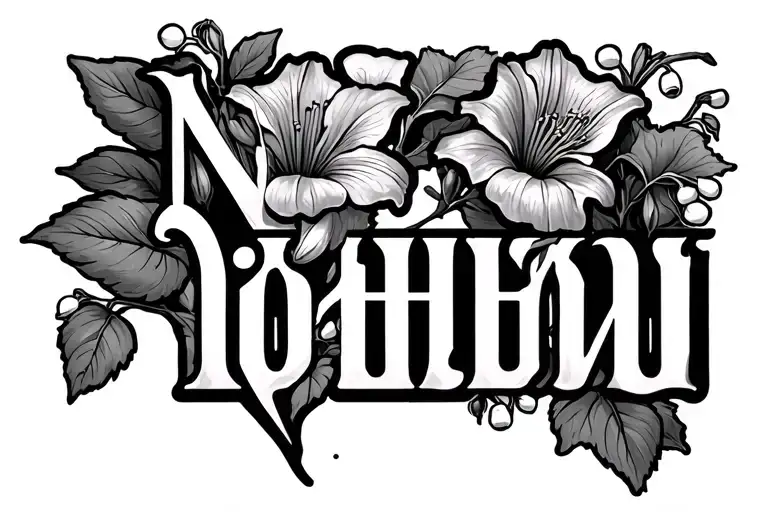 "יָגִיל עָלַיִךְ בְּרִנָּה" Vine tattoo with lily of the valley and morning glory flowers tattoo design idea