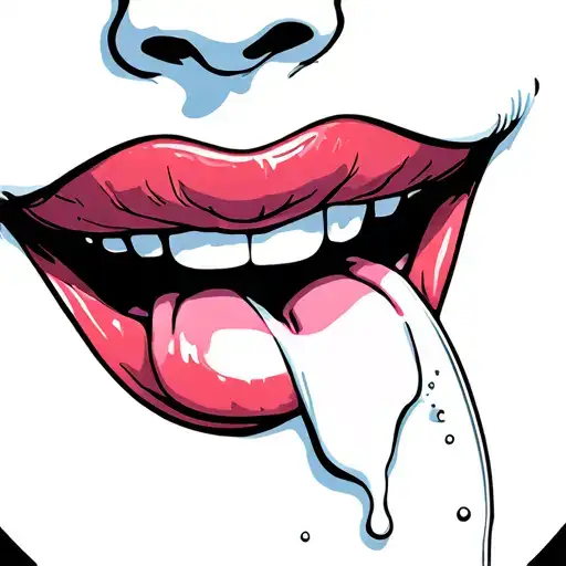 open lips tongue out full of milk tattoo design idea