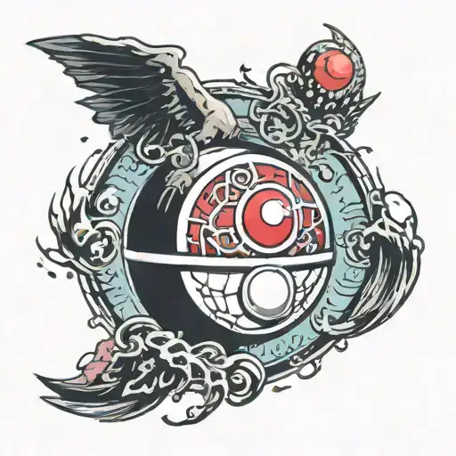 ghastly poke ball inside tattoo design idea
