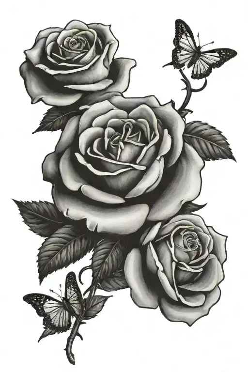 family 5 roses tattoo design idea