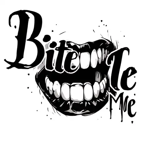 "Bite Me" Vampire fangs tattoo design idea